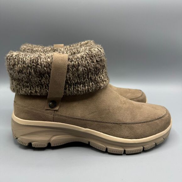 Skechers Comfort Boots Womens Winter Snow Brown Ankle Top Pull On Size 9 - Picture 2 of 11